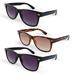 Primary Optics Retro Women's Wayfarer Spring Hinge Bifocal Sun Reader 3 Pack, 2 Black, 1 Brown +2.5