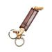 Men's Silver Brown One Leather Key Fob Double Key-Ring $65 Not Applicable