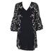 Alfani Womens Petite Black Bell-Sleeve Floral-Border Shift Dress 4P