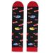 Winnereco Fashion Game Print Socks Adult Elastic Mid-calf Length Socks (Black Red)