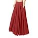 ZANZEA Womens Elastic High Waist Flare A-Line Skirt Casual Loose Long Maxi Dress