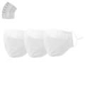 DALIX Cloth Face Mask 3 Layer Filter Pocket Adjustable Nose Ear Loops S/M White with Filter- 3 Pack
