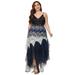 Ever-Pretty Women's Tea Length Lace A-line Dress for Weddings Plus Size Midi Cocktail Dress 212B2 Navy Blue US22