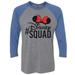 Womens Disney Raglan â€œ #Disney Squad â€� Disney World 3/4 Sleeve Baseball Tee Gift Medium, Grey/Blue