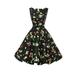 Women's Sleeveless Swing Dress Floral Print Vintage Style 1950s Prom Cocktail Dress