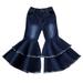 2-7 Y Toddler Kid Baby Girl Bell-Bottoms Pant Denim High Waist Wide Leg Jeans Tro ers Pants