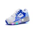 LUXUR Unisex Kids LED Lights Skate Shoes Fashion Gift Single Wheel Sneaker Lace Up Shoes