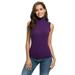 Nomeni Womens Sleeveless Solid Slim Fit Turtleneck Tee Shirt Top Blouse