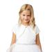 Girls Ivory Short Sleeved One Button Closure Satin Bolero Jacket