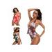 Project Retro Women's Casual V-Neck Backless Floral One Piece Swimsuit High Waisted Monokini Swimwear Tight Bodysuit