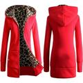 Women Jacket Thicker Hooded Sweatshirt Leopard Zipper Coat Women Plus Velvet Overcoat Outwear Women's Autumn Jacket