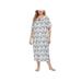 Plus Size Casual Nights Women's Square Neck Short Sleeve Lace Floral Nightgown
