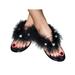 UKAP Women's Fashion Flat Flip Flops Slippers Solid Color Furry Balls Open Toe Shoe