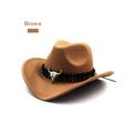 SUPERHOMUSE New Ethnic Style Western Cowboy Hat Women's Wool Hat Jazz Hat Western Cowboy Hat