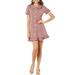 Allegra K Junior's Casual Plaid Ruffle Doll Collar Button Up Dress