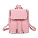 Winnereco Women PU Solid Color Backpack Casual Drawstring Handbags (Pink)