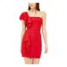 EMERALD SUNDAE Womens Red Ruffled Solid Short Sleeve Short Sheath Cocktail Dress Size L