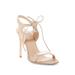 Pour La Victoire Elisa Ankle Strap Open Toe Stiletto Heel Leather Copper Sandal