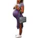 Sexy Dance Womens Short Sleeve Maternity Casual Dress Summer Knee Length Side Slit Dresses Round Neck Pregnancy Nightgown Violet XL