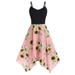 Plus Size Fashion Womens Sunflower Print Asymmetric Camis Handkerchief Dress