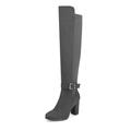 DREAM PAIRS Womens Fashion Over The Knee Boots Zip High Heel Thigh High Boots DEEANNE-1 GREY Size 9