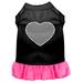 Mirage Pet 57-60 LGBPBPK Chevron Heart Screen Print Dress, Black & Bright Pink - Large