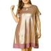 Women's Plus Size Metallic Party Cocktail Color Block Dress