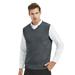 TOPTIE Mens Business Solid Color Plain Sweater Vest, Cotton Fit Casual Pullover-Charcoal-S