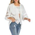 SAYFUT Plus Size Women's Open Front Mesh Panel 3/4 Bell Sleeve Kimono Cardigan Blouse Tops Cardigan Beach Cover up