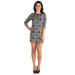 24seven Comfort Apparel Keyhole Cutout 3/4 Sleeve Shift Dress