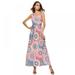 Gargrow Womens Bohemian Printed Lace-up V-Neck Sleeveless Dress Wrap Bodice Crossover Floor Long Dress