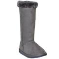 Womens Mid Calf Boots Fur Cuff Trimming Casual Pull on Shoes Purple Gray Size 8