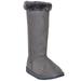 Womens Mid Calf Boots Fur Cuff Trimming Casual Pull on Shoes Purple Gray Size 8