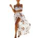 Sexy Dance Women Dresses Floral Maxi Bandeau Dress Boho Printed Elasticity Off Shoulder Split Slit Dress Beach Sundress Long Dress