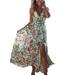 Avamo Boho Beach Floral Printed Maxi Dress For Women Casual Ladies Wrap Summer Paisley Strappy Irregular Strap Holiday Long Sundress