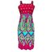 Peach Couture Women's Midi Multicolor Exotic Smocked Spring Summer Dress (XL, Fuchsia)