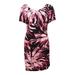 Connected Women's Petite Printed Ruched Ruffled Dress