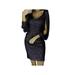 Women V-Neck Slim Sequined Tassel Long Sleeve Dress Sexy Elegant Sequin Bodycon Party Shining Mini Dresses, Black, M
