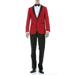 Ferrecci Men's Reno Red/Black Slim Fit Shawl Collar Lapel 2 Piece Tuxedo Suit Set - Tux Blazer Jacket and Pants (42 Regular)