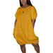 Summer Short Sleeve Bubble Midi Dress for Women Loose Casual Tunic Tops Dress Ladies Party Clubwear T Shirt Dress