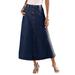 Plus Size Women's Complete Cotton A-Line Kate Skirt by Roaman's in Indigo Wash (Size 14 W)