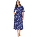 Plus Size Women's Button-Front Essential Dress by Woman Within in Navy Graphic Bloom (Size 5X)
