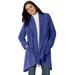 Plus Size Women's Fringed Shawl Collar Fleece Jacket by Woman Within in Ultra Blue (Size L)