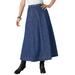 Plus Size Women's Invisible Stretch® Contour A-line Maxi Skirt by Denim 24/7 in Medium Wash (Size 30 W)