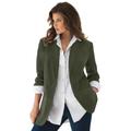 Plus Size Women's Boyfriend Blazer by Roaman's in Hunter Green (Size 18 W) Professional Jacket