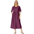 Plus Size Women's Button-Front Essential Dress by Woman Within in Deep Claret Polka Dot (Size L)