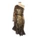 Pre-Owned MARCHESA notte Women's Size 8 Gold Sequin Cocktail Dress