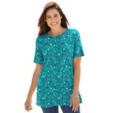 Plus Size Women's Perfect Printed Short-Sleeve Crewneck Tee by Woman Within in Waterfall Lovely Ditsy (Size L) Shirt