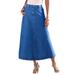 Plus Size Women's Complete Cotton A-Line Kate Skirt by Roaman's in Medium Wash (Size 28 W)