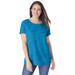 Plus Size Women's Marled Cuffed-Sleeve Tee by Woman Within in Dark Vibrant Blue Marled (Size 3X) Shirt